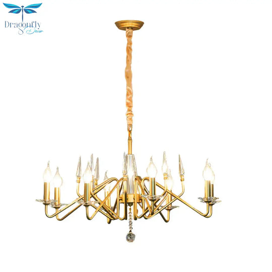 Starburst Metal Hanging Chandelier Retro 6/8/10 Heads Gold Ceiling Pendant Light With Crystal