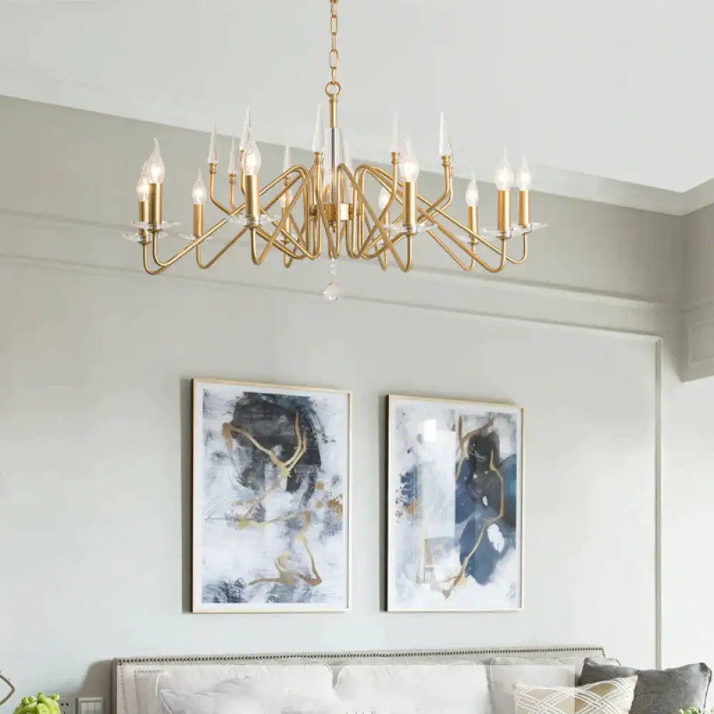 Starburst Metal Hanging Chandelier Retro 6/8/10 Heads Gold Ceiling Pendant Light With Crystal