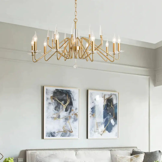 Starburst Metal Hanging Chandelier Retro 6/8/10 Heads Gold Ceiling Pendant Light With Crystal