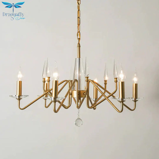 Starburst Metal Hanging Chandelier Retro 6/8/10 Heads Gold Ceiling Pendant Light With Crystal