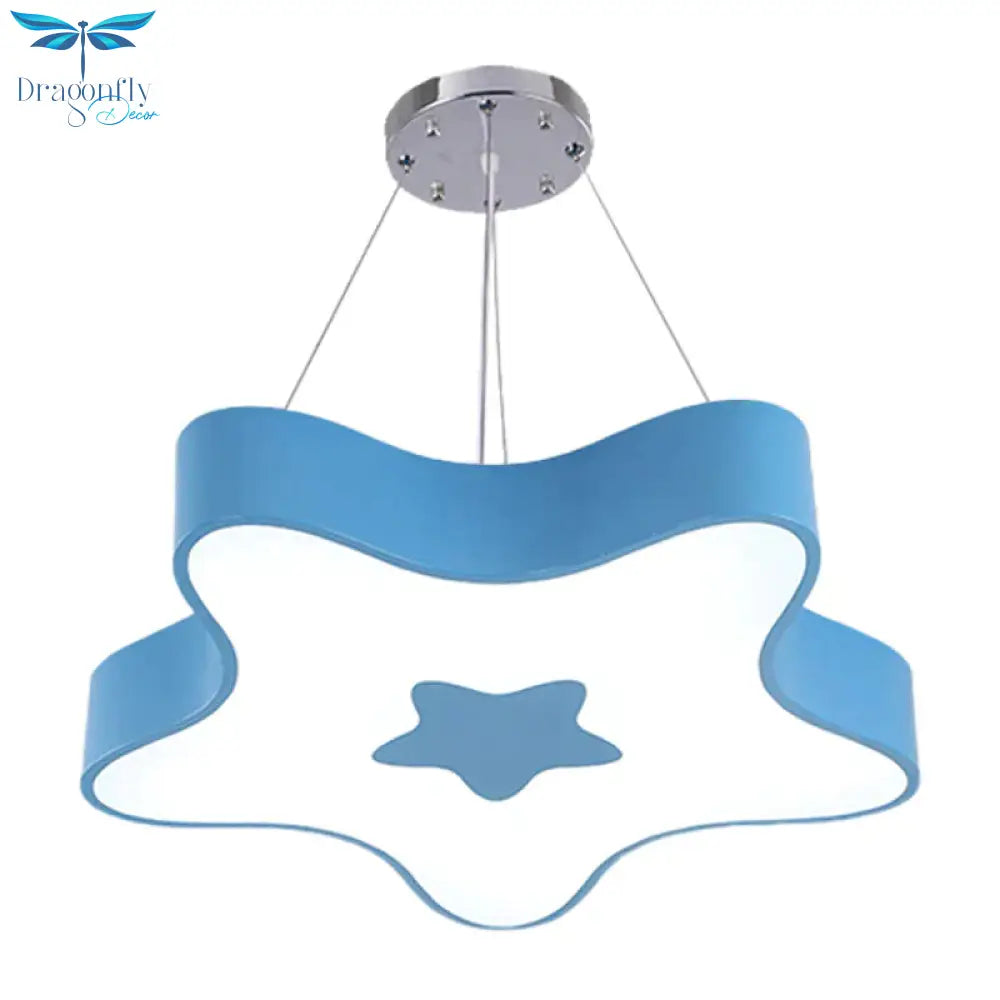 Starfish Down Lighting Pendant Nordic Acrylic Led Indoor Chandelier Lamp Fixture In Red/Blue/Yellow
