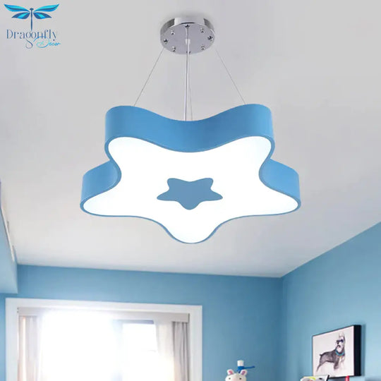 Starfish Down Lighting Pendant Nordic Acrylic Led Indoor Chandelier Lamp Fixture In Red/Blue/Yellow