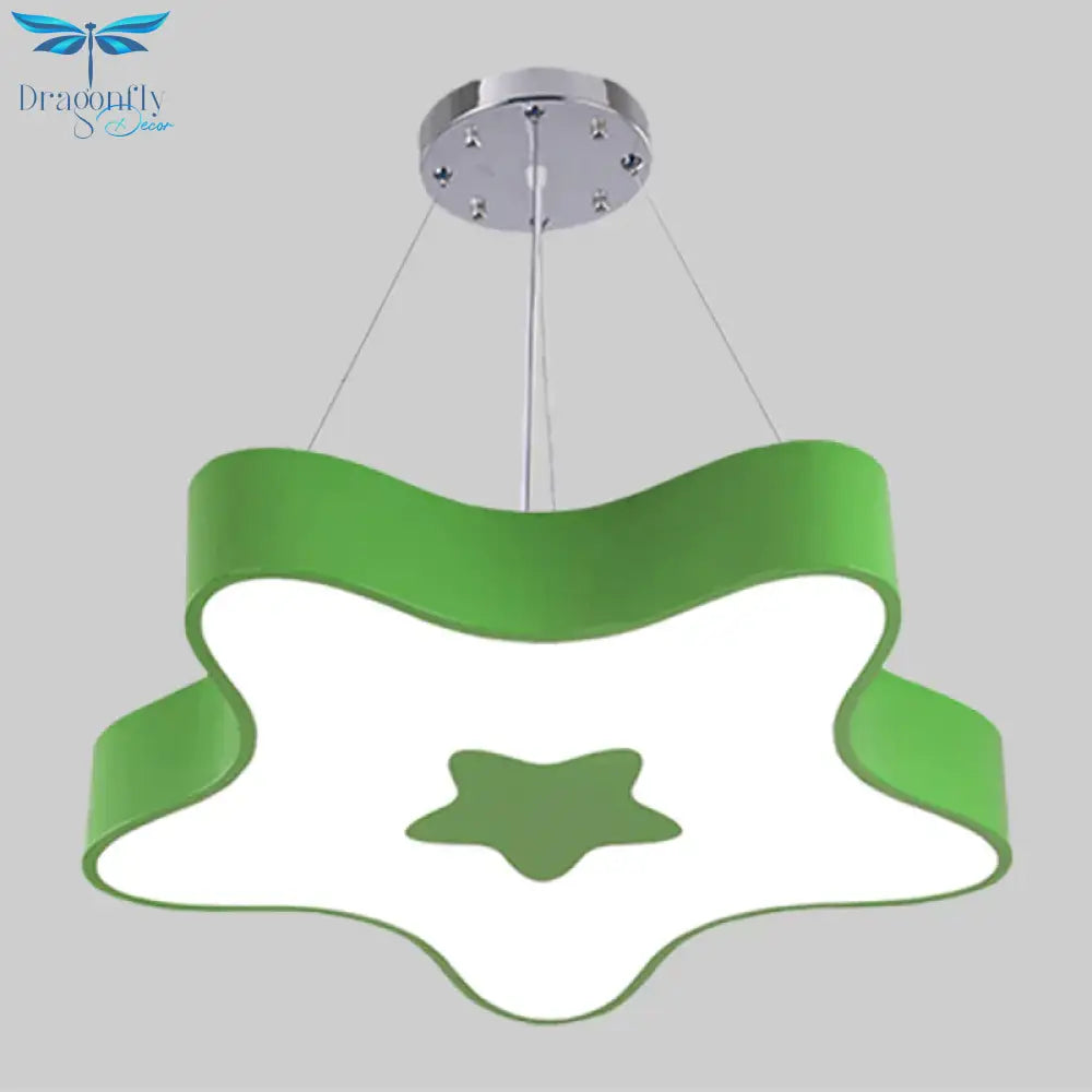 Starfish Down Lighting Pendant Nordic Acrylic Led Indoor Chandelier Lamp Fixture In Red/Blue/Yellow