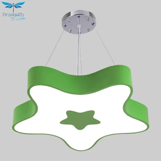 Starfish Down Lighting Pendant Nordic Acrylic Led Indoor Chandelier Lamp Fixture In Red/Blue/Yellow