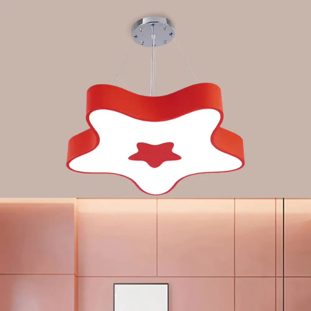 Starfish Down Lighting Pendant Nordic Acrylic Led Indoor Chandelier Lamp Fixture In Red/Blue/Yellow