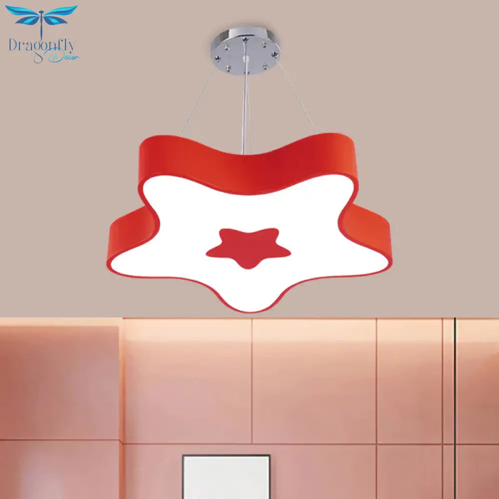 Starfish Down Lighting Pendant Nordic Acrylic Led Indoor Chandelier Lamp Fixture In Red/Blue/Yellow