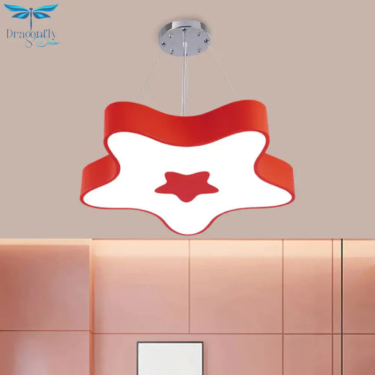 Starfish Down Lighting Pendant Nordic Acrylic Led Indoor Chandelier Lamp Fixture In Red/Blue/Yellow