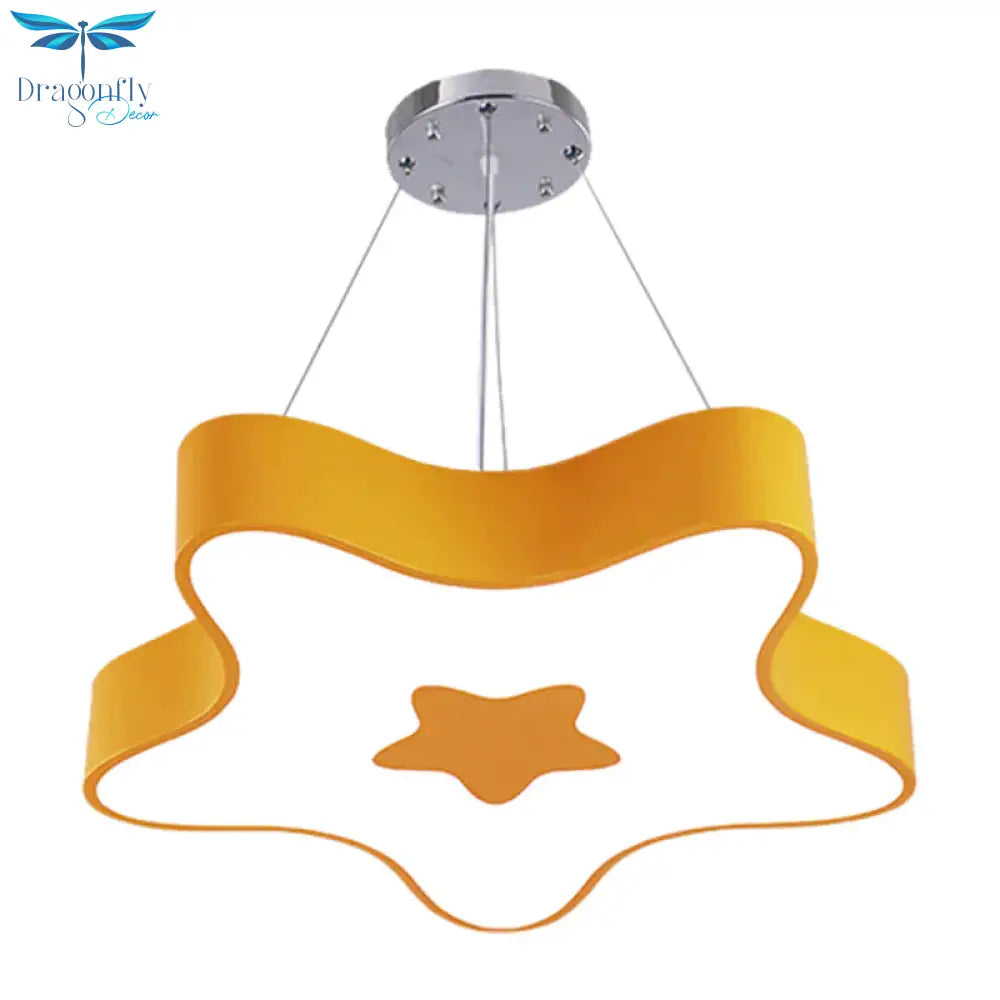 Starfish Down Lighting Pendant Nordic Acrylic Led Indoor Chandelier Lamp Fixture In Red/Blue/Yellow