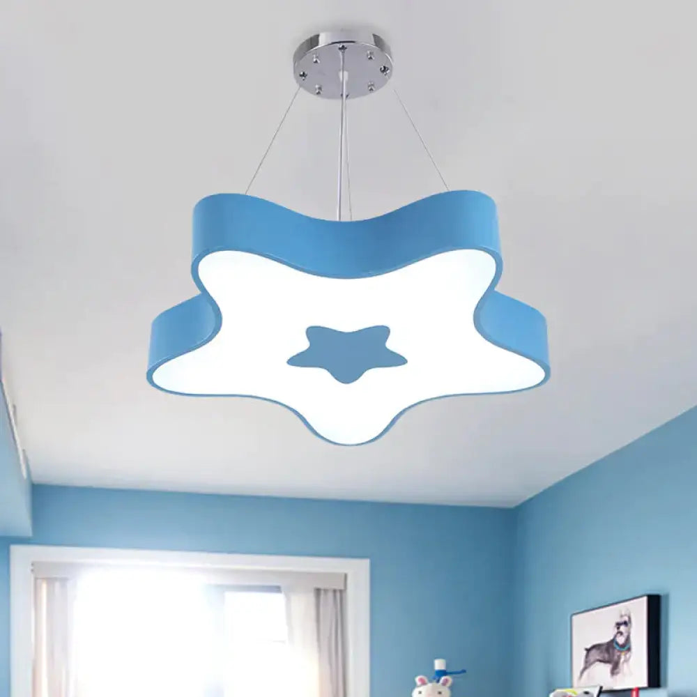 Starfish Down Lighting Pendant Nordic Acrylic Led Indoor Chandelier Lamp Fixture In Red/Blue/Yellow