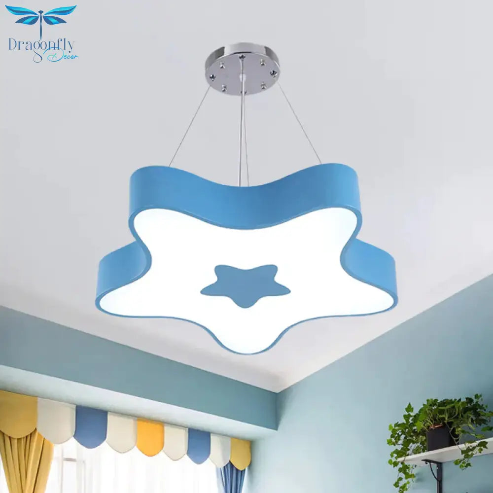 Starfish Down Lighting Pendant Nordic Acrylic Led Indoor Chandelier Lamp Fixture In Red/Blue/Yellow