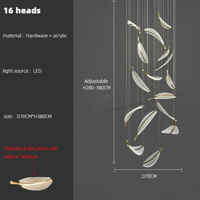 Stellana - Leaf Cluster Chandelier 16 Heads / White Light