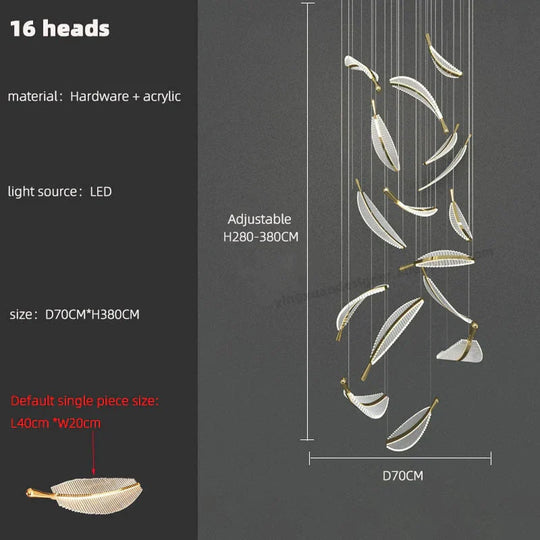 Stellana - Leaf Cluster Chandelier 16 Heads / White Light