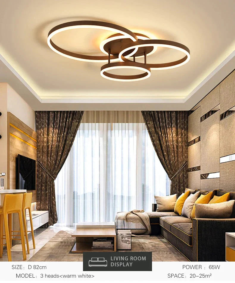 Surface Mounted Modern Led Ceiling Light For Living Room Bedroom Dining White&amp;Coffee Lustre