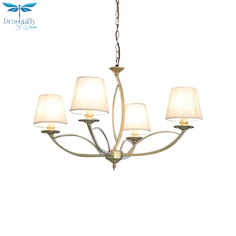 Swooping Arm Metallic Chandelier Lighting Traditional Style 4/6/8 Heads Guest Room Suspension Lamp