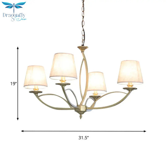 Swooping Arm Metallic Chandelier Lighting Traditional Style 4/6/8 Heads Guest Room Suspension Lamp