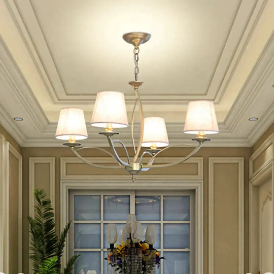 Swooping Arm Metallic Chandelier Lighting Traditional Style 4/6/8 Heads Guest Room Suspension Lamp