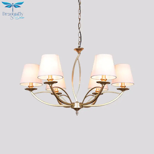 Swooping Arm Metallic Chandelier Lighting Traditional Style 4/6/8 Heads Guest Room Suspension Lamp