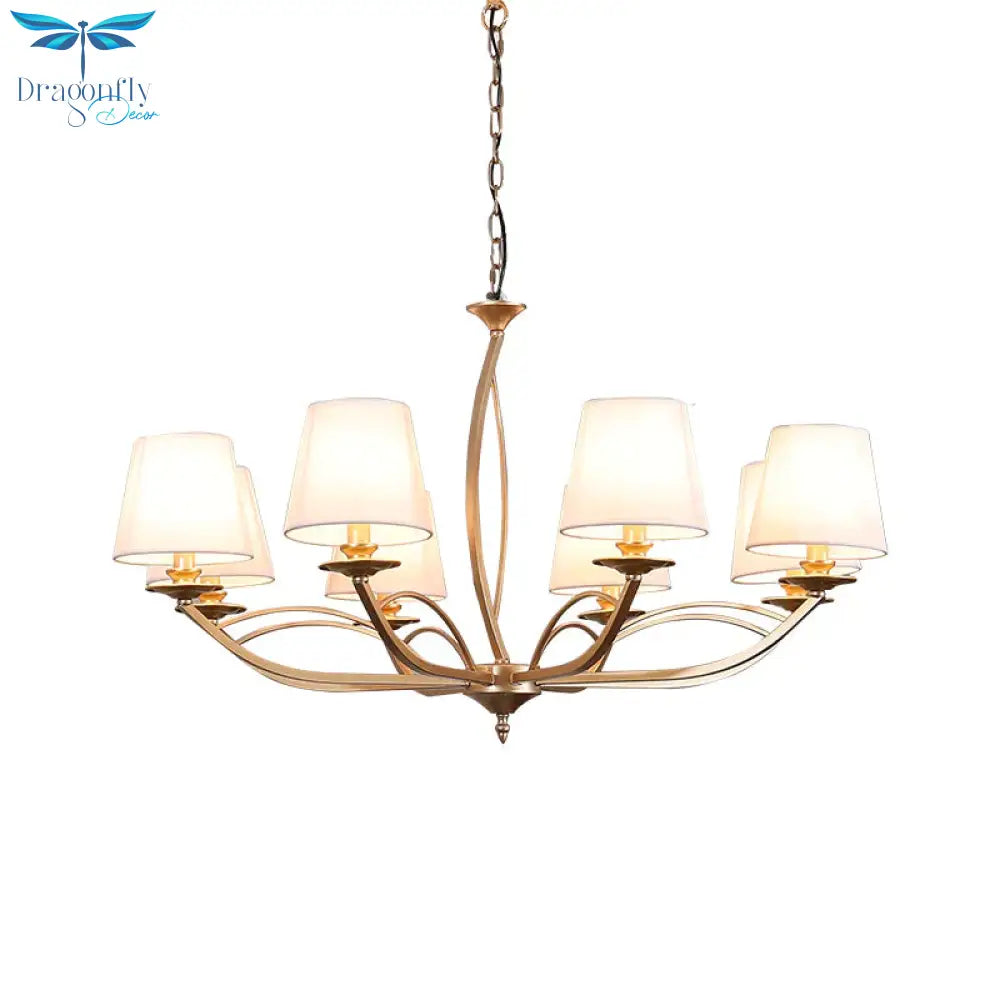Swooping Arm Metallic Chandelier Lighting Traditional Style 4/6/8 Heads Guest Room Suspension Lamp