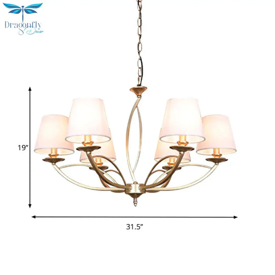 Swooping Arm Metallic Chandelier Lighting Traditional Style 4/6/8 Heads Guest Room Suspension Lamp