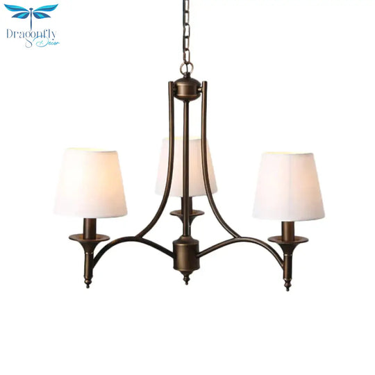 Tapered Fabric Pendant Light Kit Rustic 3/8 - Light Living Room Hanging Chandelier In Blue