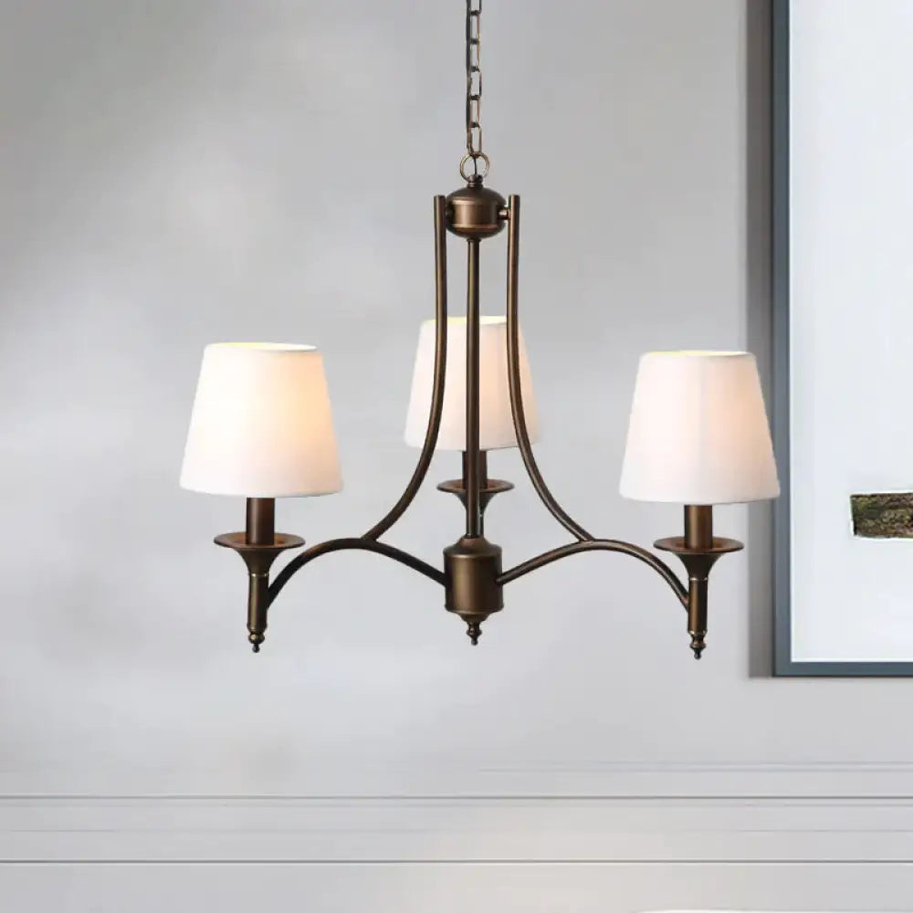 Tapered Fabric Pendant Light Kit Rustic 3/8 - Light Living Room Hanging Chandelier In Blue 3 /