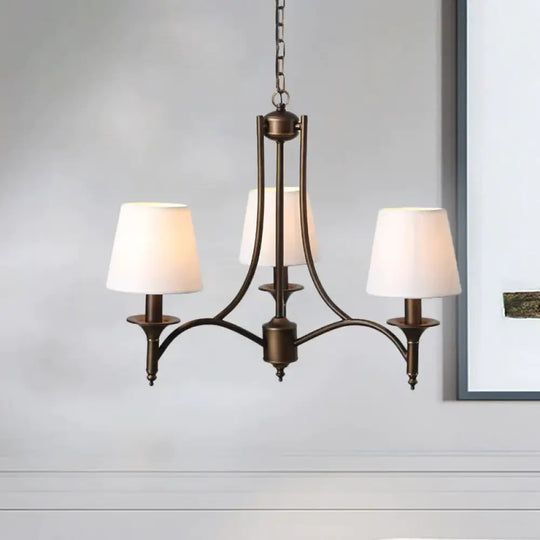 Tapered Fabric Pendant Light Kit Rustic 3/8 - Light Living Room Hanging Chandelier In Blue 3 /