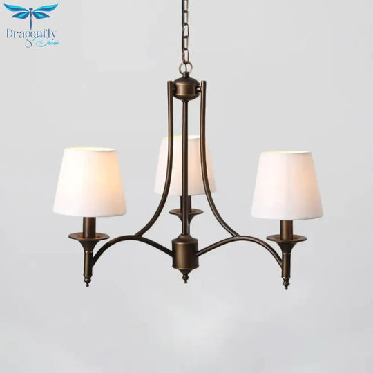 Tapered Fabric Pendant Light Kit Rustic 3/8 - Light Living Room Hanging Chandelier In Blue