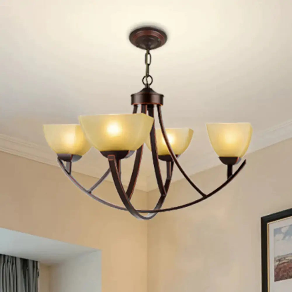 Tapered Frosted Glass Chandelier Lighting Classic 4/6/8 Lights Living Room Pendant In Rust With