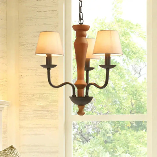 Tapered Living Room Pendant Chandelier Vintage Fabric 3/8 Lights Green/Beige Ceiling Suspension