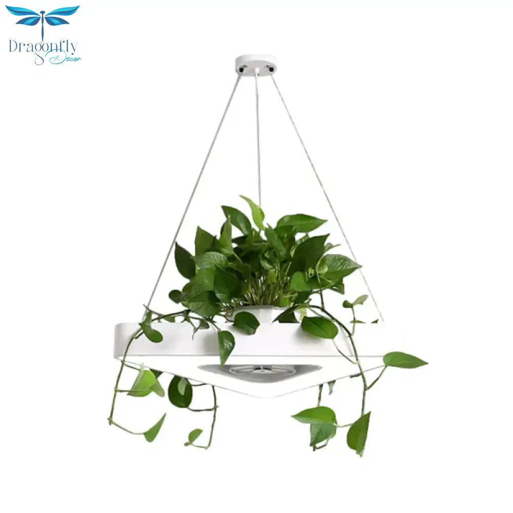 Triangle Black/White Acrylic Chandelier Lamp Farmhouse Dining Room Led Pendant Light In Warm/White