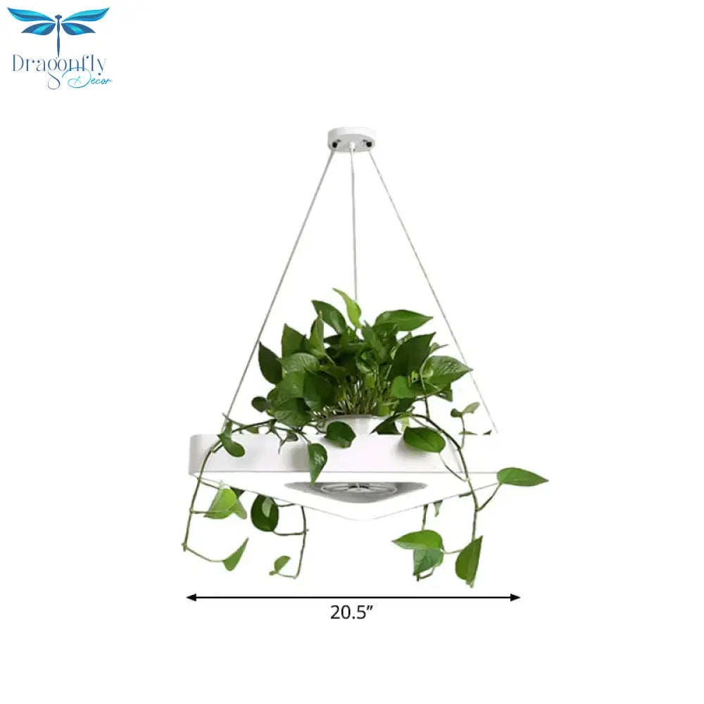 Triangle Black/White Acrylic Chandelier Lamp Farmhouse Dining Room Led Pendant Light In Warm/White