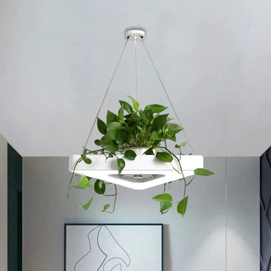 Triangle Black/White Acrylic Chandelier Lamp Farmhouse Dining Room Led Pendant Light In Warm/White