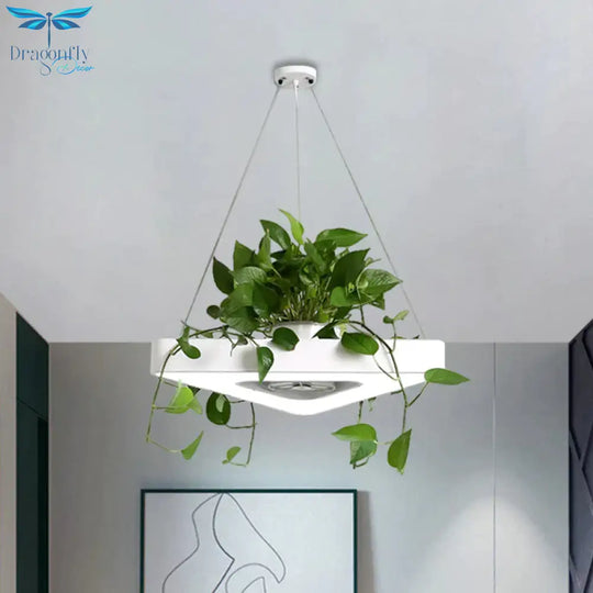 Triangle Black/White Acrylic Chandelier Lamp Farmhouse Dining Room Led Pendant Light In Warm/White