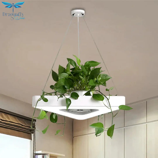 Triangle Black/White Acrylic Chandelier Lamp Farmhouse Dining Room Led Pendant Light In Warm/White