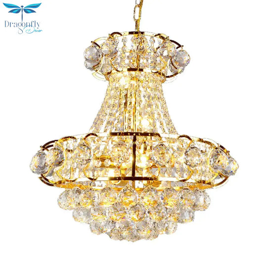 Urn Shaped Crystal Chandelier Baroque 6 - Light Dining Room Ceiling Pendant In Gold