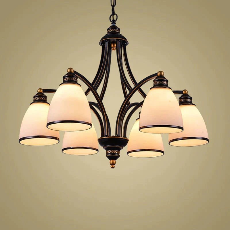 Vintage European Style Oil Rubbed Bronze 3/5/6/8 Light Glass Chandelier Shades