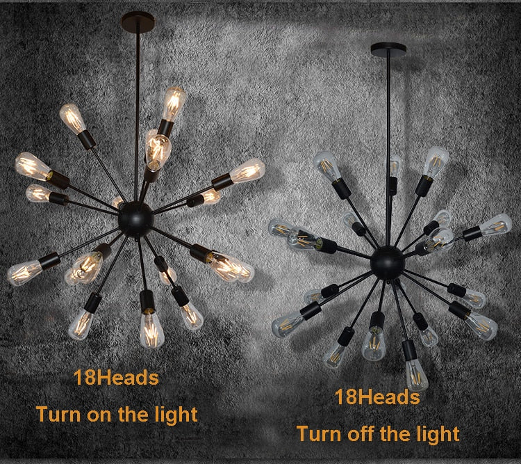 Vintage Industrial Pendant Light 12/16/18/20 Head Sputnik Lamp