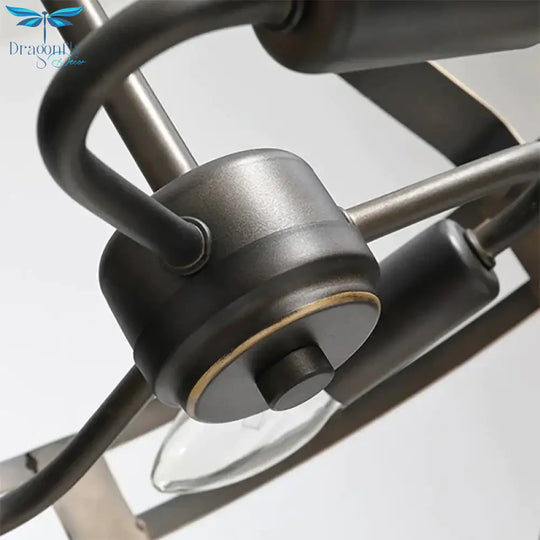 Vintage Style 3 Heads Black Pendant Lamp With Bowl Cage Metallic Shade