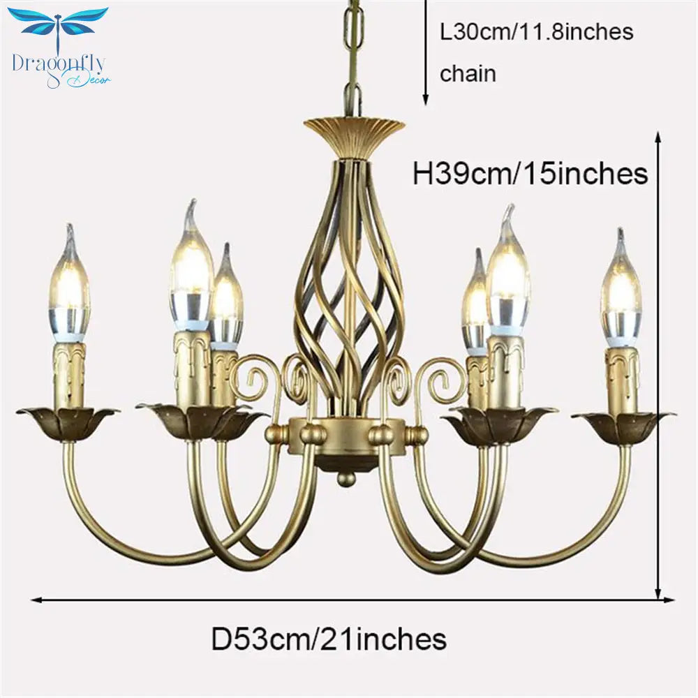 Vintage Wrought Iron 6 Bulb Chandelier Pendant Lighting