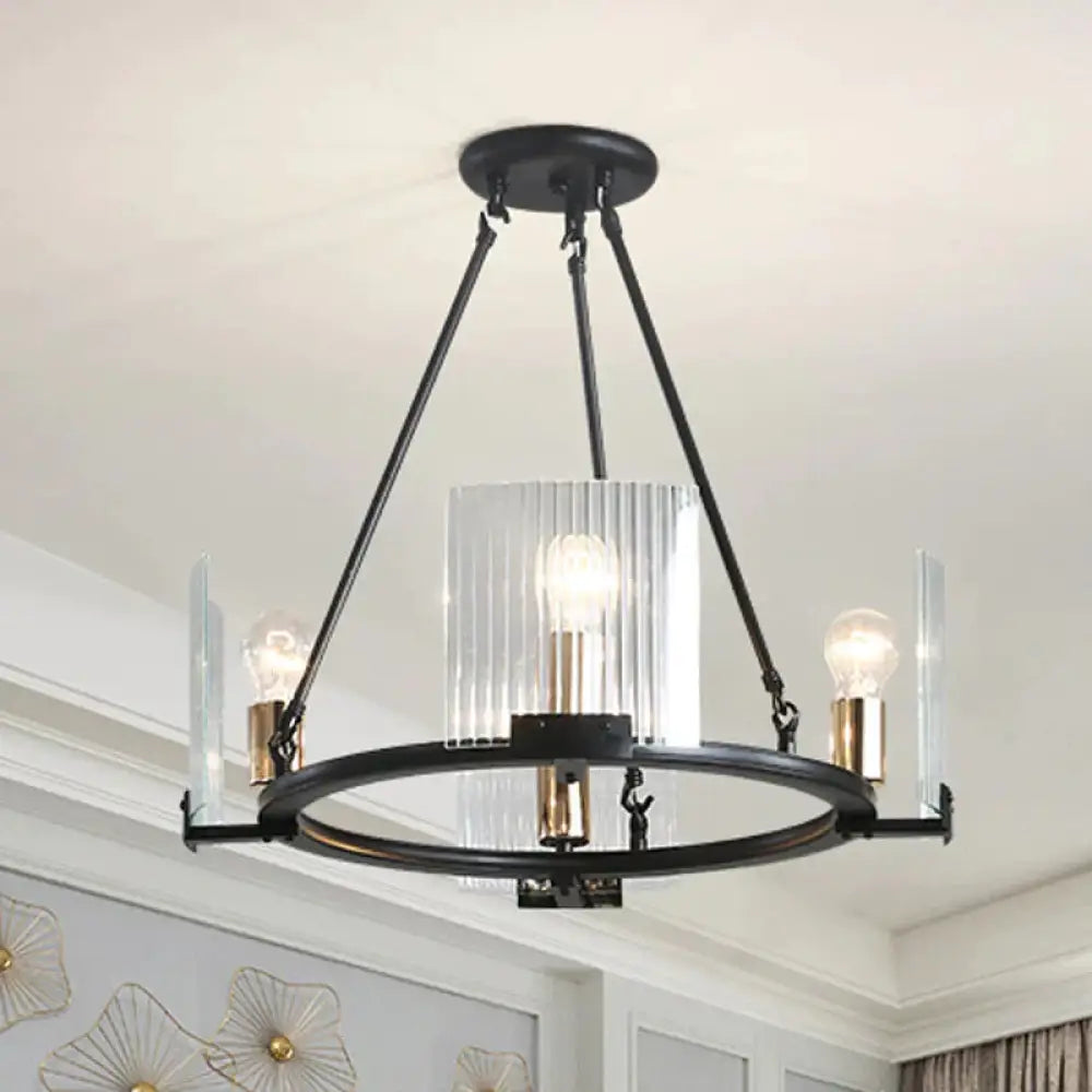 Wagon Wheel Living Room Ceiling Chandelier Traditional Metal 4/8/10 Lights Black Hanging Fixture 4 /