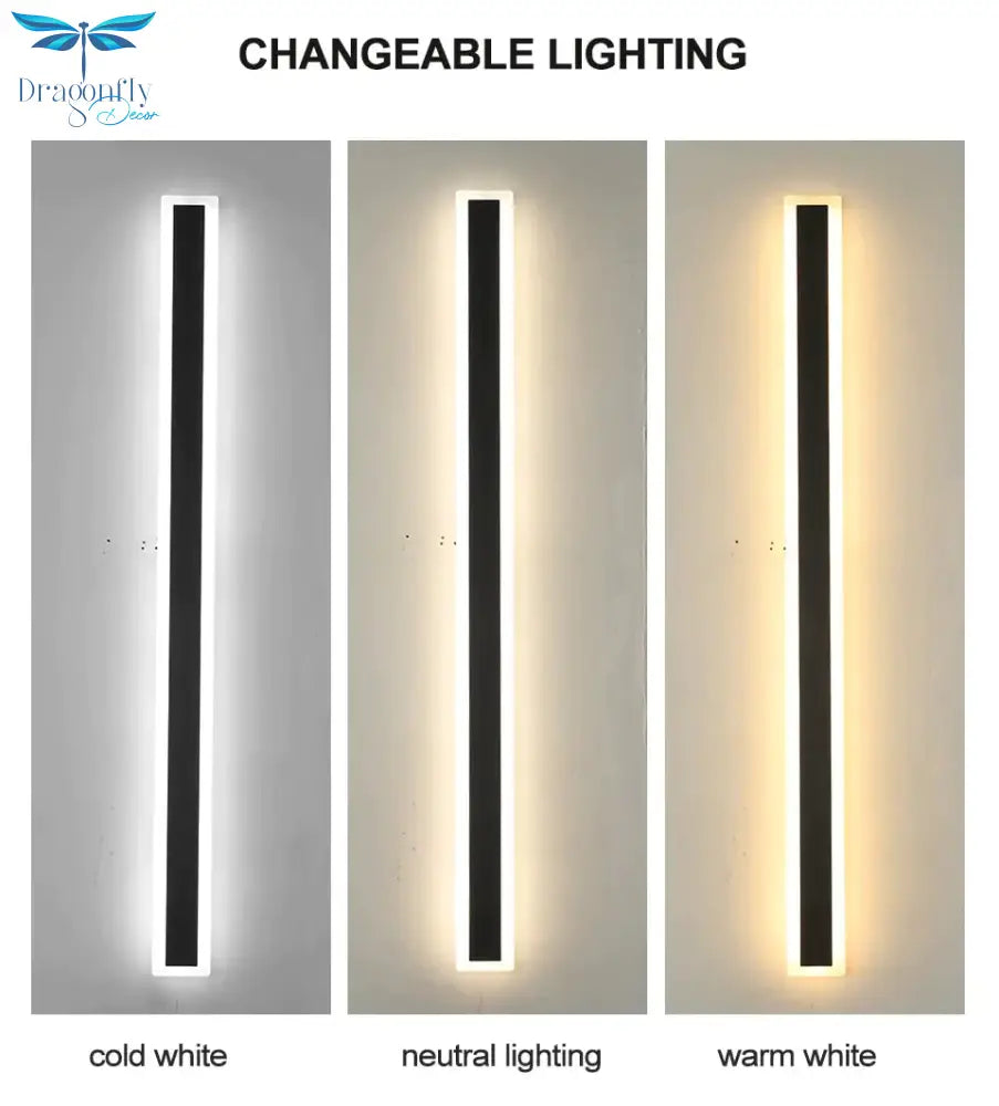 Waterproof Outdoor Lighting Tall Led Wall Lamp Ip65 Aluminum Dimmable Light Garden Porch Sconce