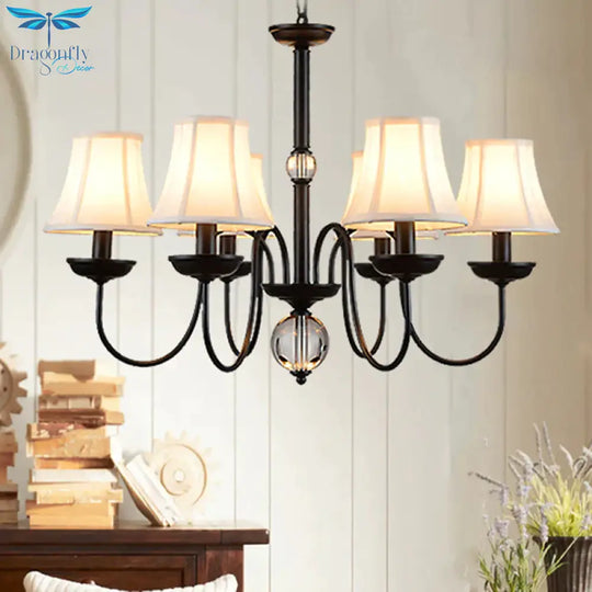 White 3/5/6 Lights Chandelier Light Fixture Traditional Fabric Tapered Pendant Lamp