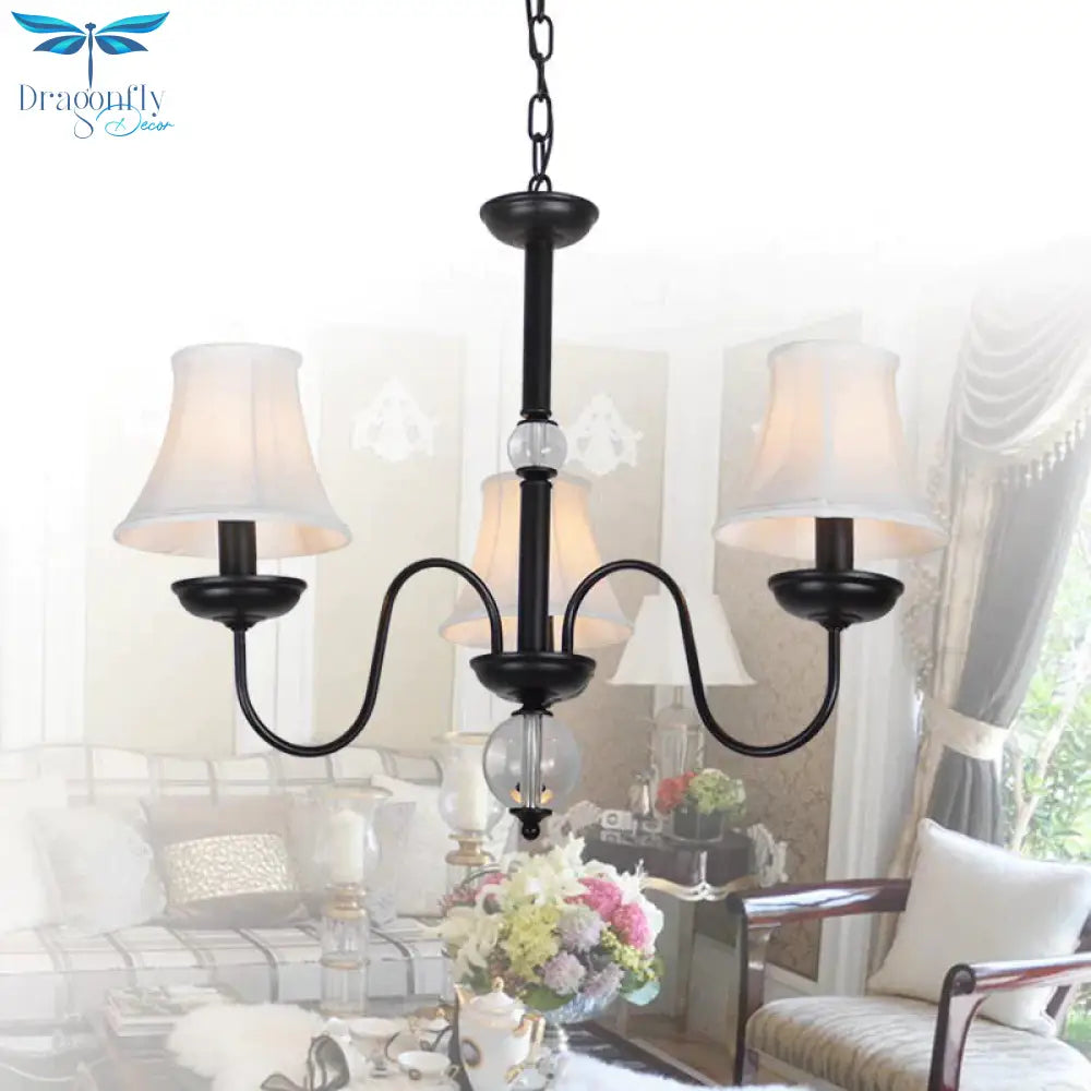 White 3/5/6 Lights Chandelier Light Fixture Traditional Fabric Tapered Pendant Lamp