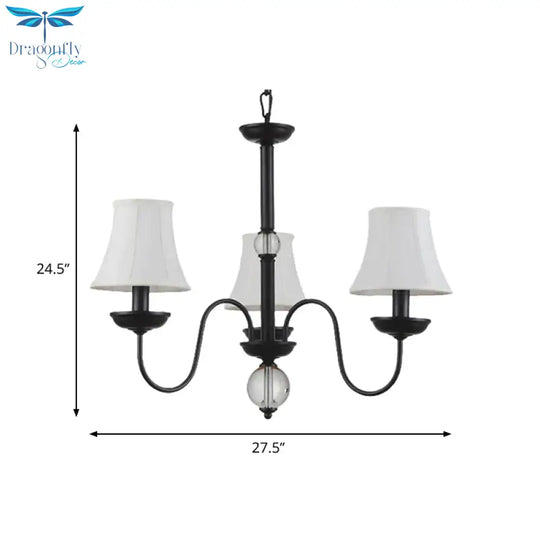 White 3/5/6 Lights Chandelier Light Fixture Traditional Fabric Tapered Pendant Lamp
