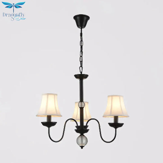 White 3/5/6 Lights Chandelier Light Fixture Traditional Fabric Tapered Pendant Lamp