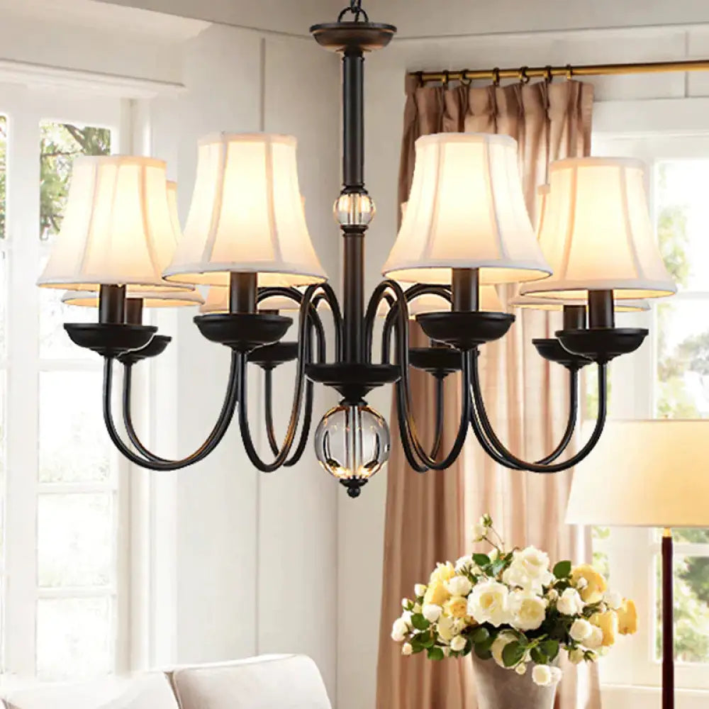 White 3/5/6 Lights Chandelier Light Fixture Traditional Fabric Tapered Pendant Lamp 8 /