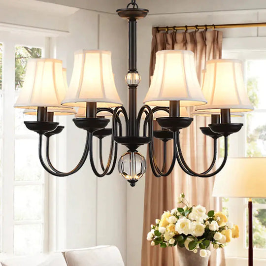 White 3/5/6 Lights Chandelier Light Fixture Traditional Fabric Tapered Pendant Lamp 8 /