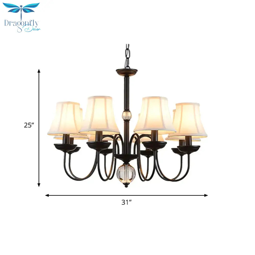 White 3/5/6 Lights Chandelier Light Fixture Traditional Fabric Tapered Pendant Lamp