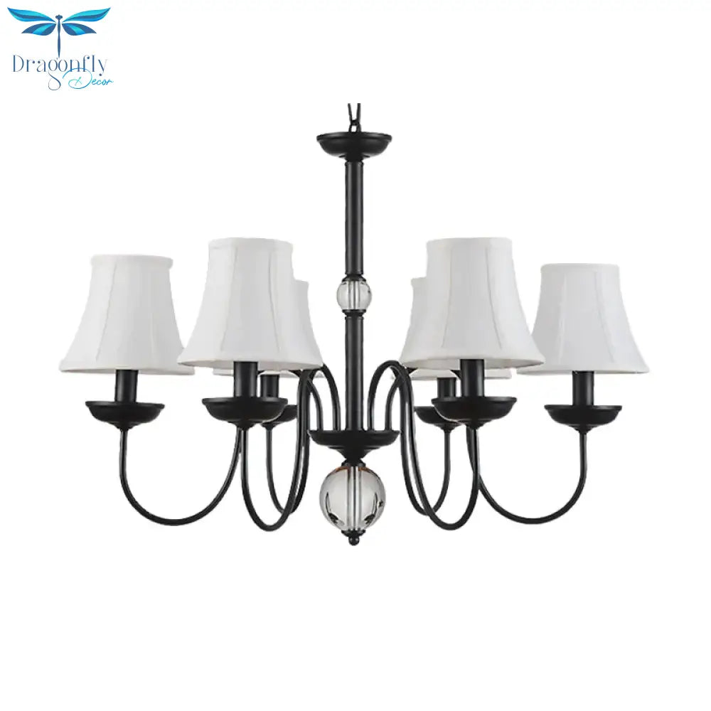 White 3/5/6 Lights Chandelier Light Fixture Traditional Fabric Tapered Pendant Lamp