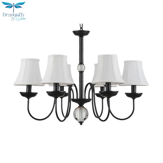 White 3/5/6 Lights Chandelier Light Fixture Traditional Fabric Tapered Pendant Lamp